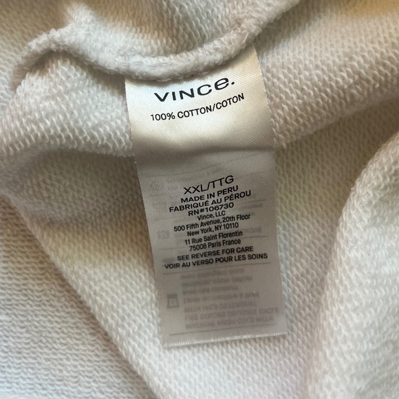 Vince French Terry Long Sleeve Crew Neck Sweatshirt White Size XXL - Picture 6 of 9